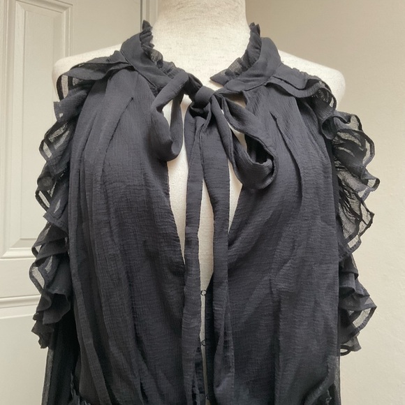 New! Free People Off Shoulder Ruffle Detail Mini Dress Size 6 - Picture 3 of 16